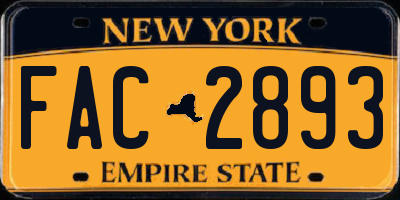 NY license plate FAC2893