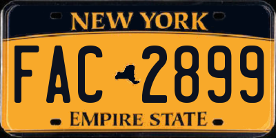 NY license plate FAC2899