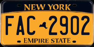 NY license plate FAC2902