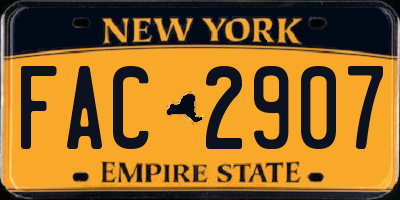 NY license plate FAC2907