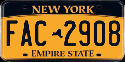 NY license plate FAC2908