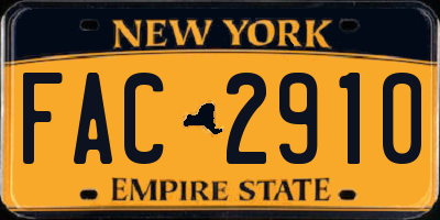 NY license plate FAC2910