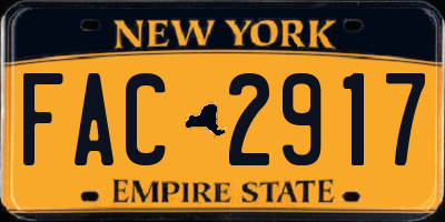NY license plate FAC2917