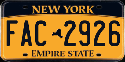 NY license plate FAC2926