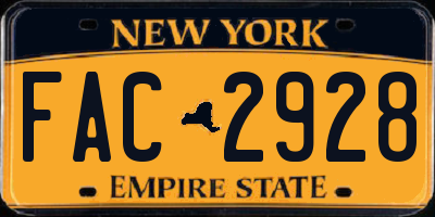 NY license plate FAC2928