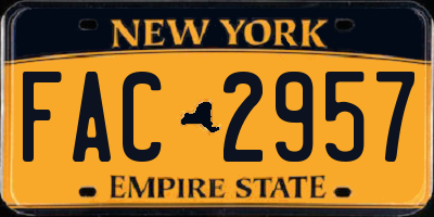 NY license plate FAC2957