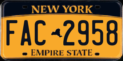 NY license plate FAC2958