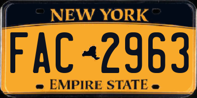 NY license plate FAC2963