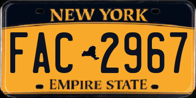 NY license plate FAC2967
