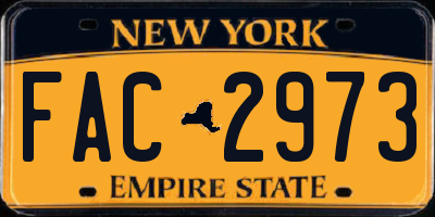 NY license plate FAC2973