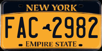 NY license plate FAC2982