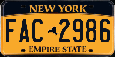 NY license plate FAC2986