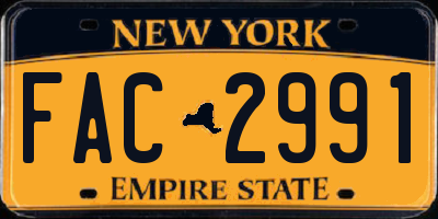 NY license plate FAC2991