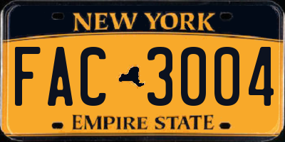 NY license plate FAC3004