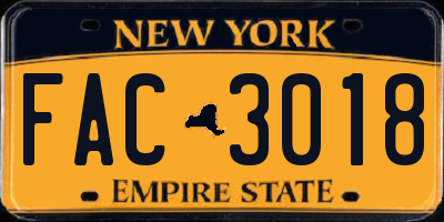 NY license plate FAC3018