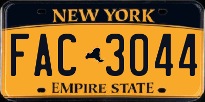 NY license plate FAC3044