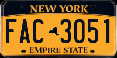 NY license plate FAC3051