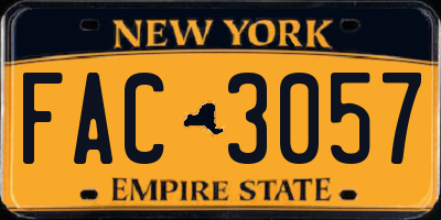 NY license plate FAC3057