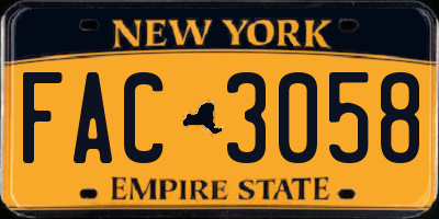 NY license plate FAC3058