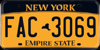 NY license plate FAC3069