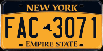 NY license plate FAC3071