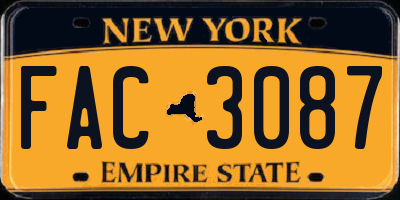 NY license plate FAC3087