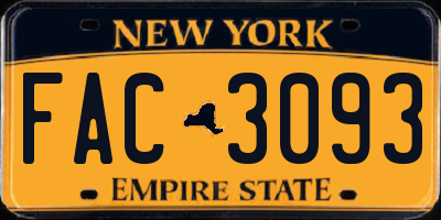 NY license plate FAC3093