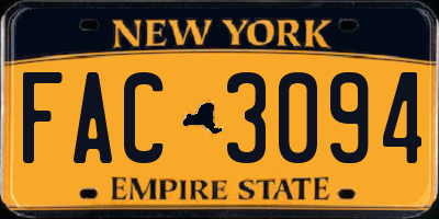 NY license plate FAC3094
