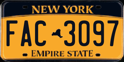NY license plate FAC3097