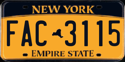 NY license plate FAC3115