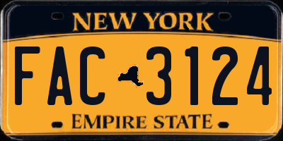 NY license plate FAC3124