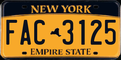 NY license plate FAC3125