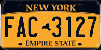 NY license plate FAC3127
