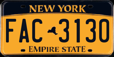 NY license plate FAC3130