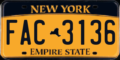 NY license plate FAC3136
