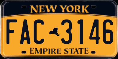 NY license plate FAC3146