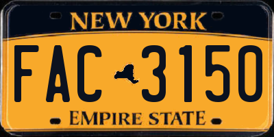 NY license plate FAC3150