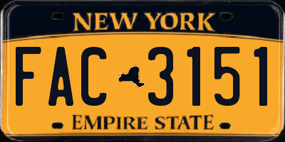 NY license plate FAC3151