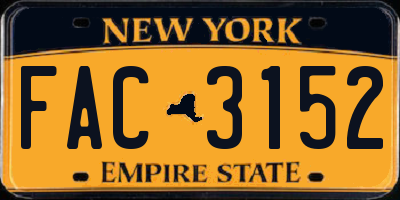 NY license plate FAC3152