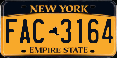 NY license plate FAC3164