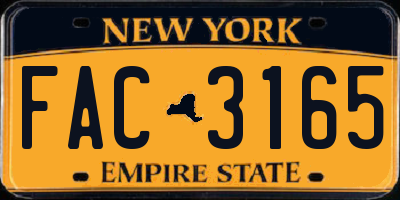 NY license plate FAC3165