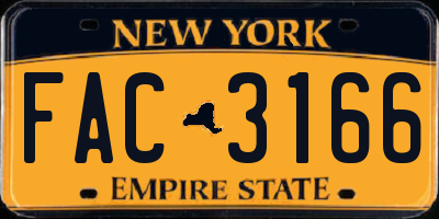 NY license plate FAC3166
