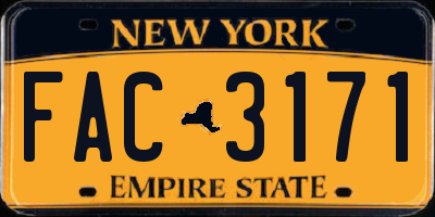 NY license plate FAC3171