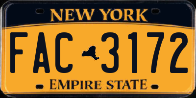 NY license plate FAC3172