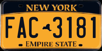 NY license plate FAC3181