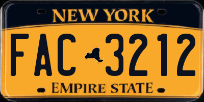NY license plate FAC3212