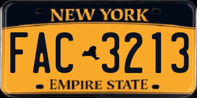 NY license plate FAC3213