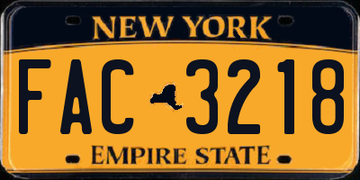 NY license plate FAC3218