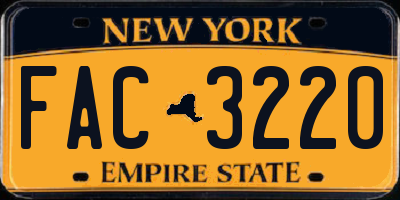 NY license plate FAC3220