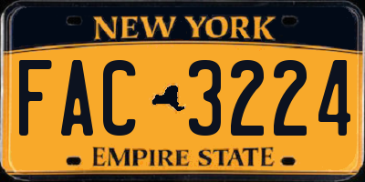 NY license plate FAC3224